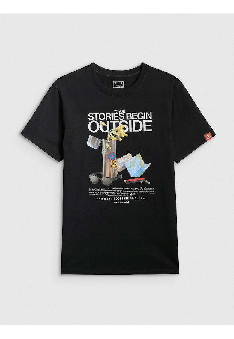 Tricou barbati - bumbac - negru - regular - cu imprimeu