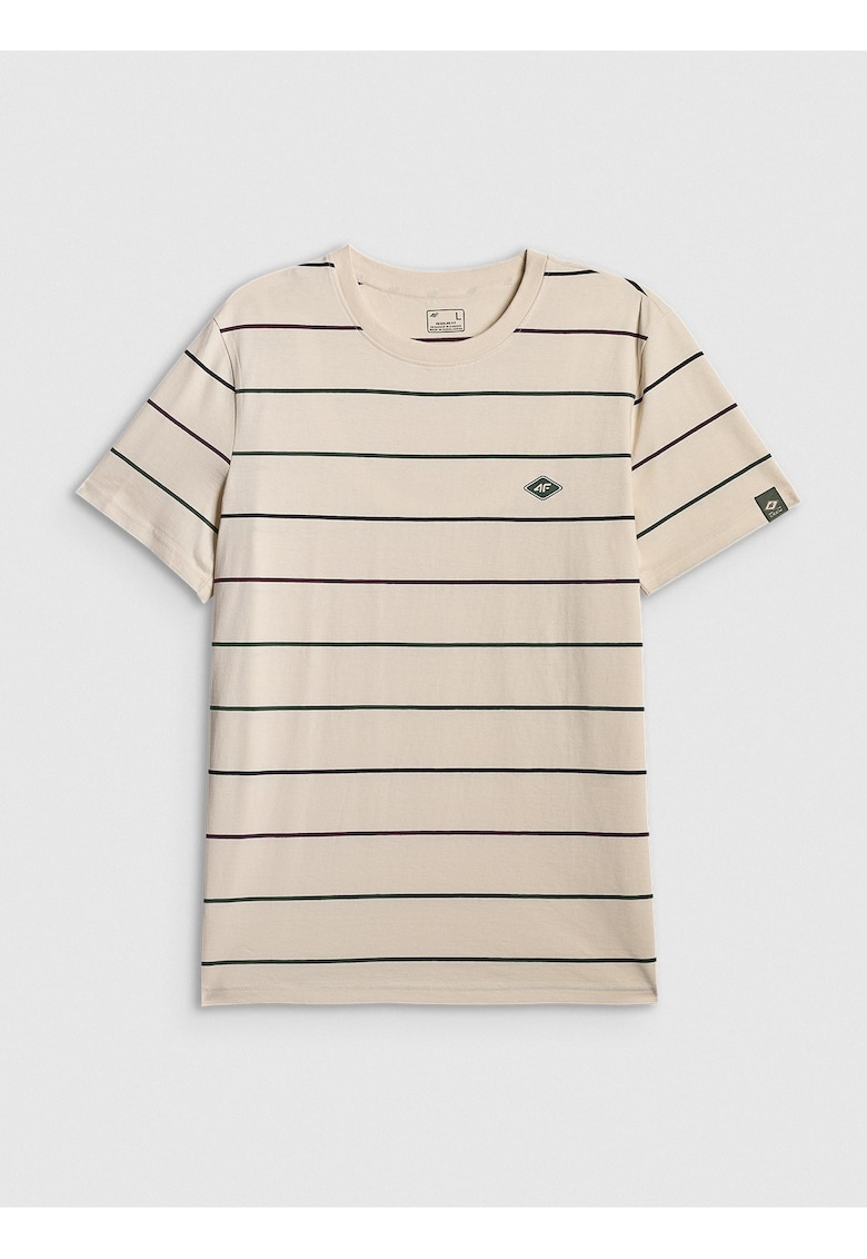 Tricou barbati bumbac - bej regular cu imprimeu
