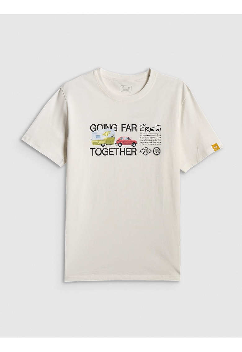 Tricou barbati bumbac - alb - regular cu imprimeu