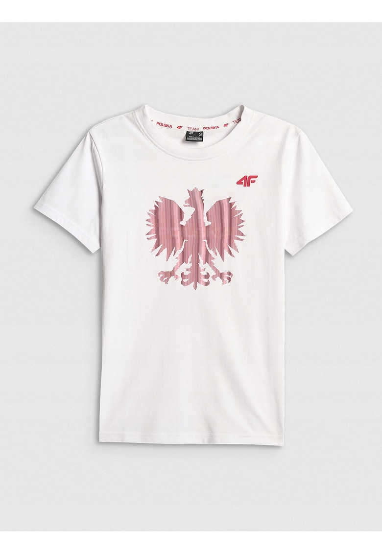Tricou dama bumbac - cu imprimeu - Rosu/Alb