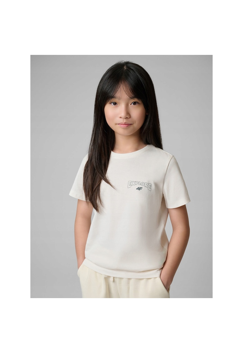 Tricou copii alb - bumbac - pentru fete
