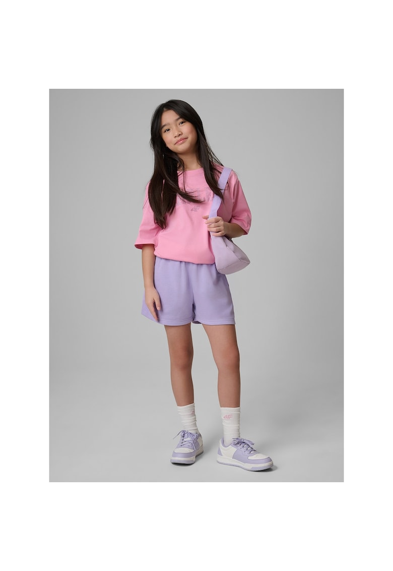 Pantaloni scurti sport pentru fete - violet - croiala regular - doua buzunare