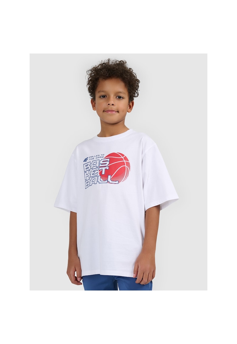 Tricou copii - alb - bumbac - cu imprimeu - Alb