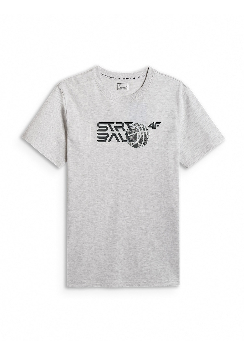 Tricou barbati - gri - regular - cu imprimeu