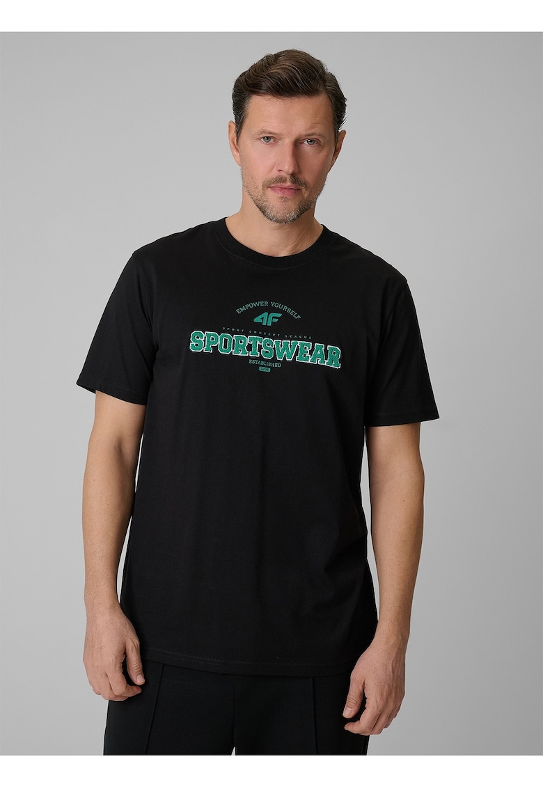 Tricou barbati negru - cu imprimeu - bumbac