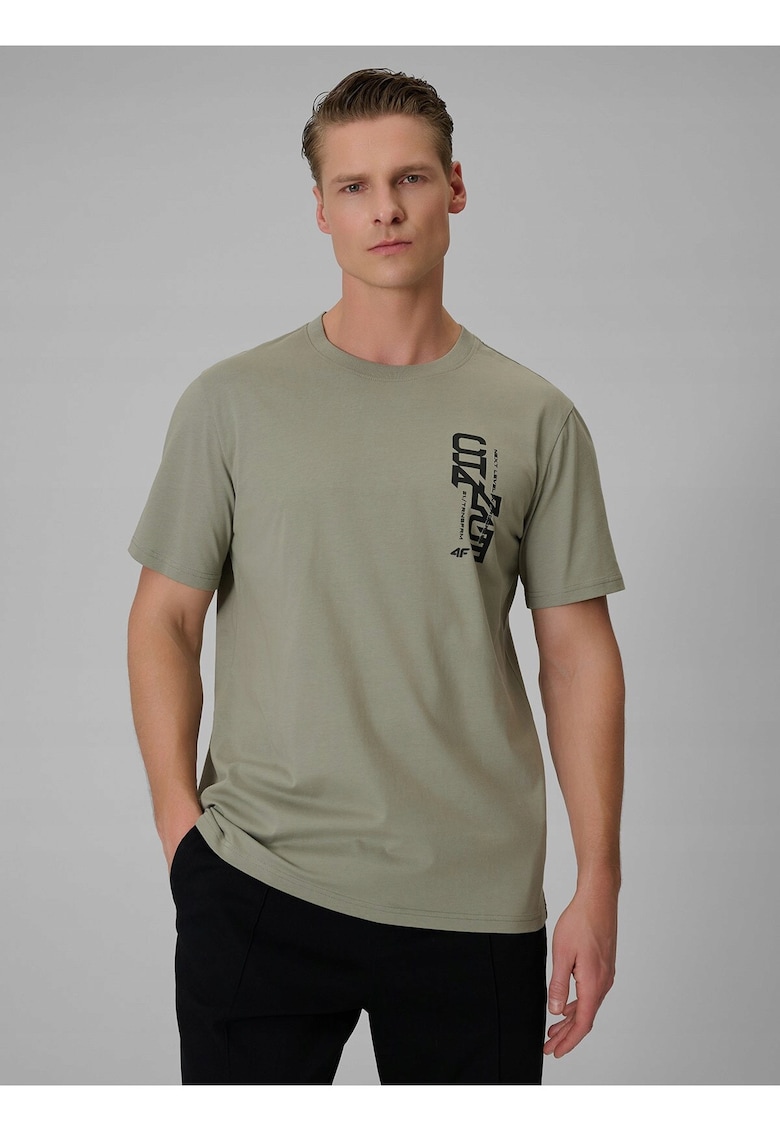 Tricou barbati - khaki - bumbac - imprimeu