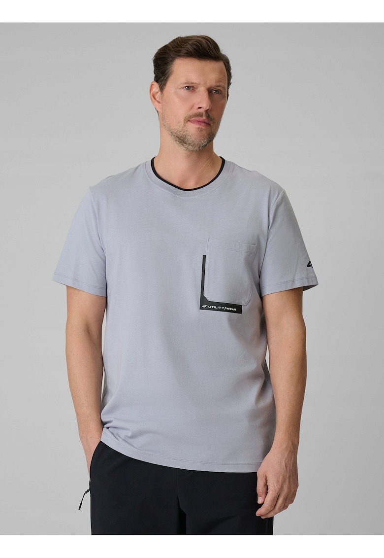 Tricou barbatesc gri regular - bumbac ultralight - imprimeu modern