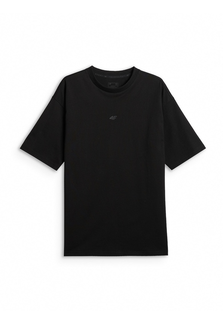 Tricou dama negru - bumbac - croiala larga - design clasic