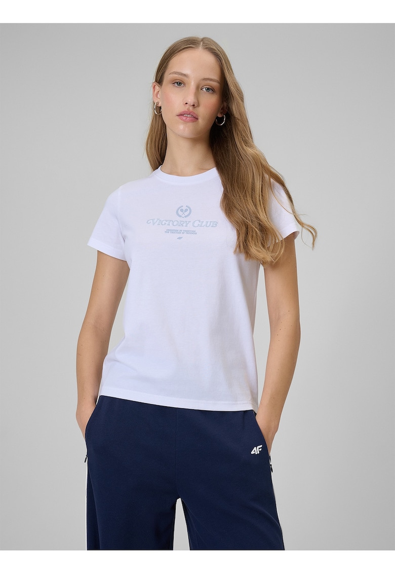 Tricou alb cu imprimeu pentru femei - Alb