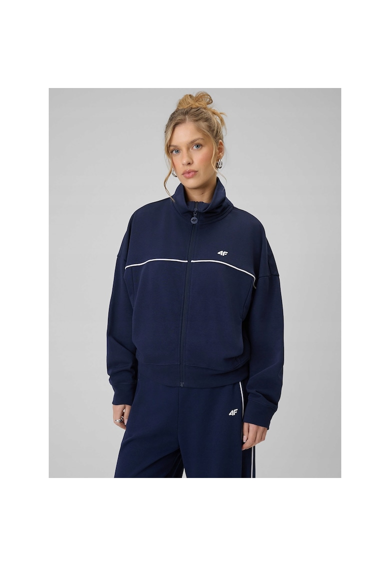 Hanorac sport dama bleumarin - guler inalt - captuseala moale - croi lejer