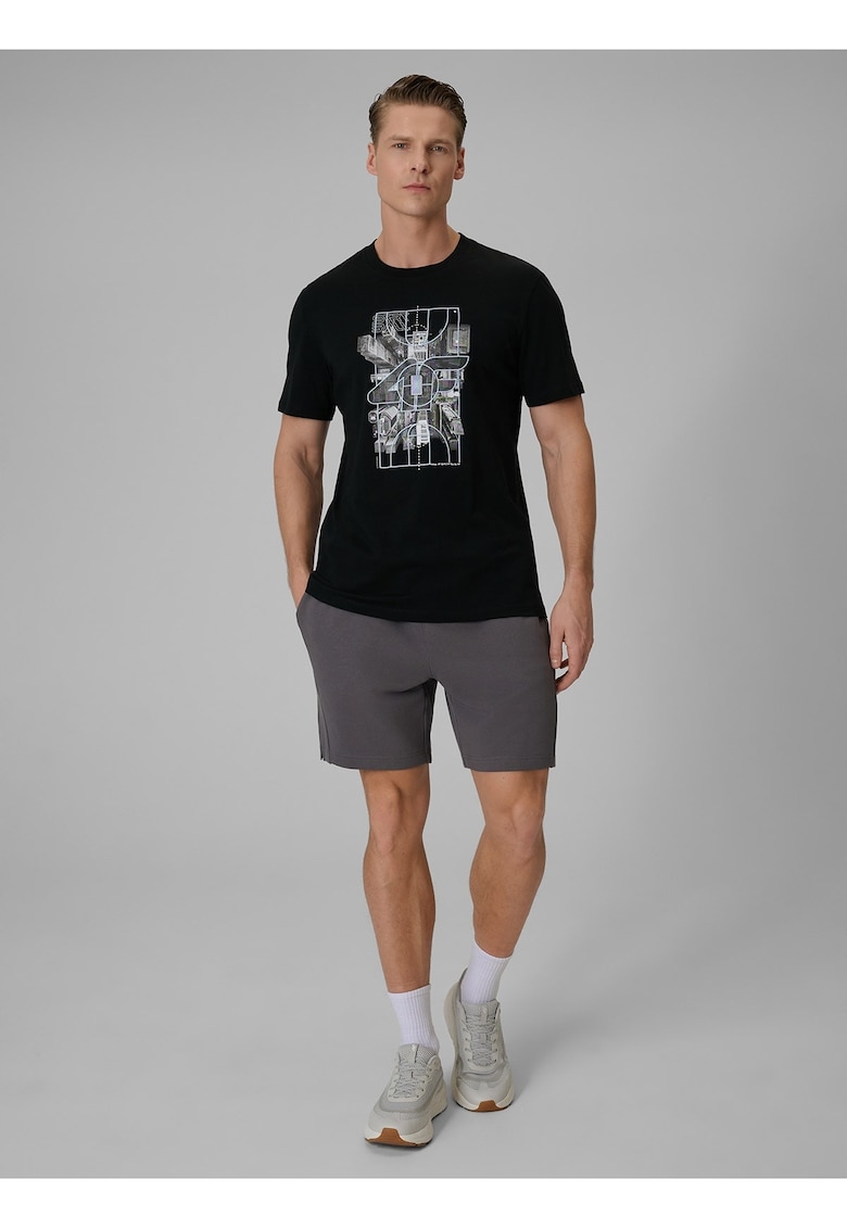 Pantaloni scurti barbati gri - regular - din bumbac - cu buzunare laterale -