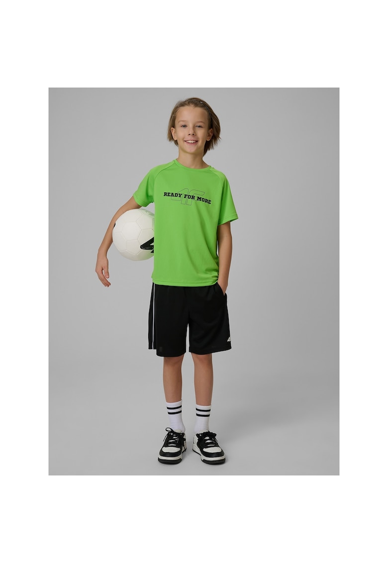 Tricou sport baieti - verde - tehnologie 4F Dry - elemente reflectorizante