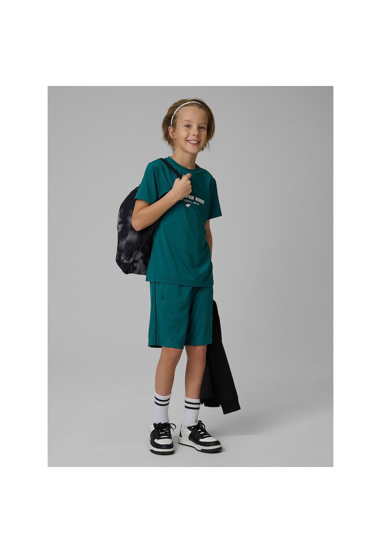 Pantaloni scurti sport baieti turcoaz - material sintetic - uscare rapida
