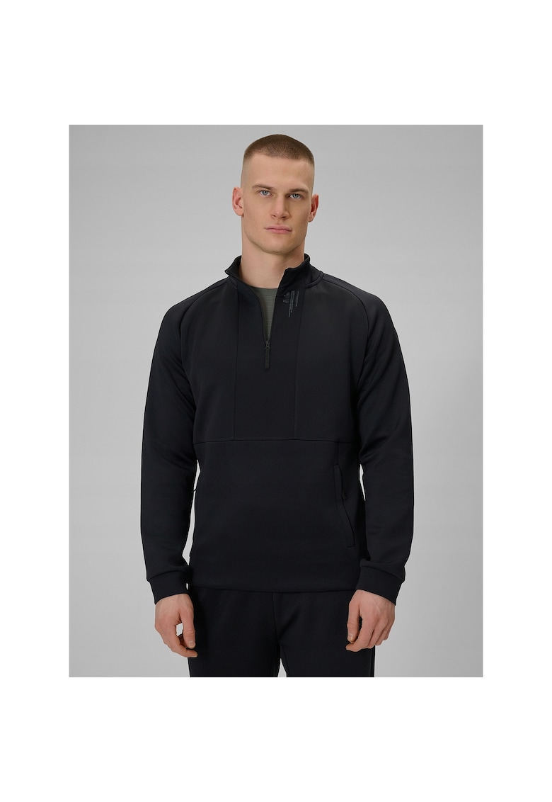 Hanorac sport barbati - negru - uscare rapida - guler protector - buzunare cu fermoar