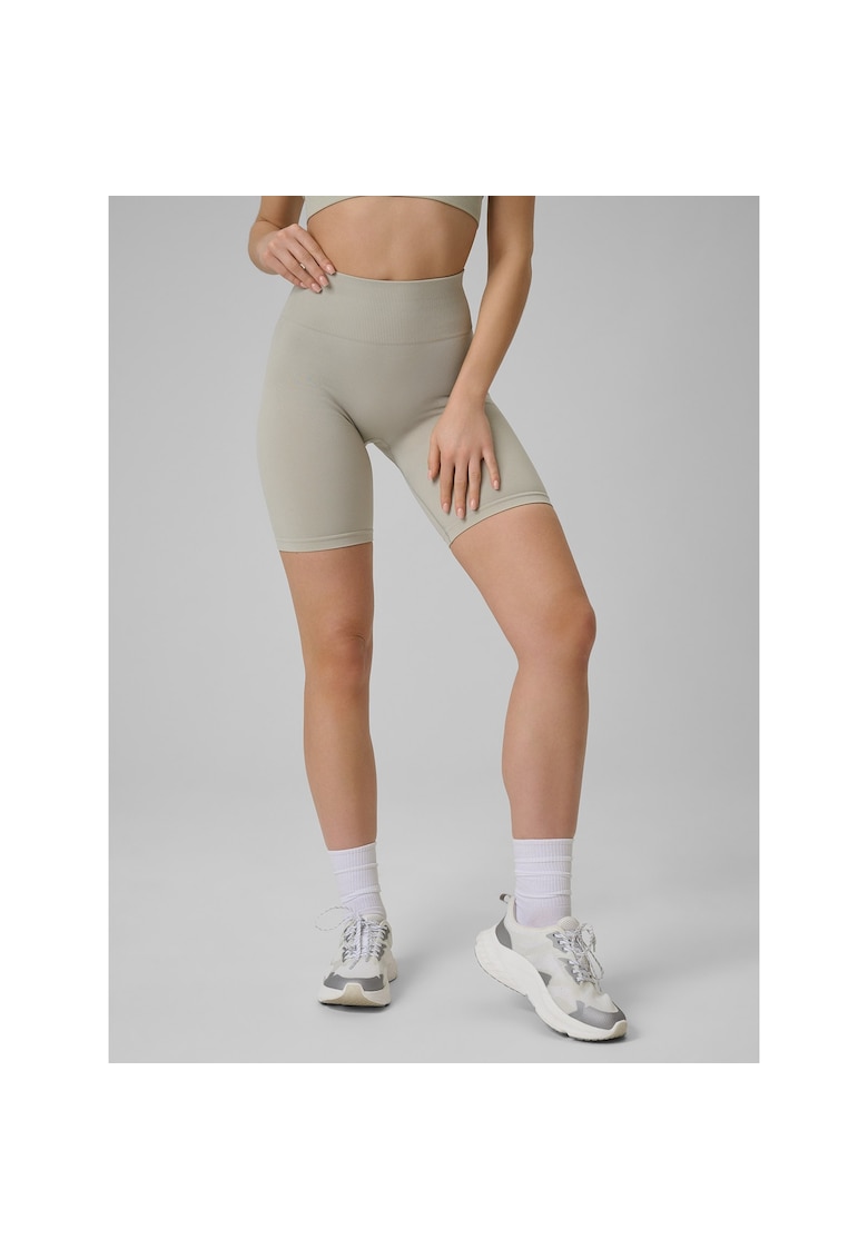 Colanti scurti de dama bej - talie inalta - fara cusaturi - pentru antrenament