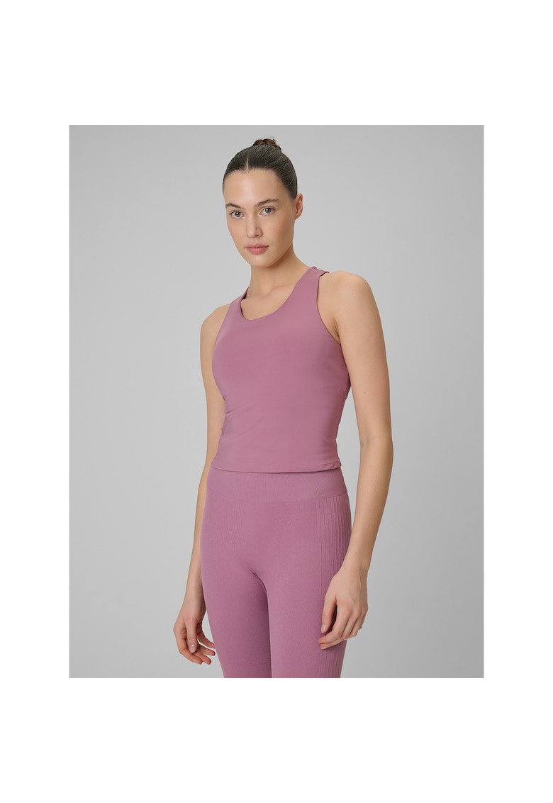 Maiou sport dama - crop-top antrenament - roz - uscare rapida - slim