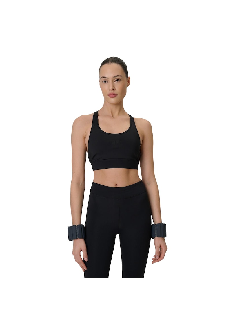 Bustiera sport femei neagra - cu ventilatie - tehnologie 4F Dry -
