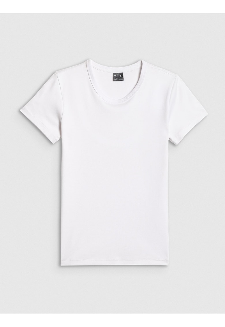 Tricou dama alb - bumbac - slim fit - decolteu rotund