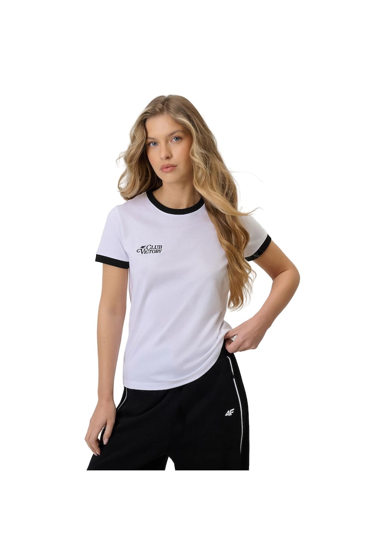 Tricou sport dama - din bumbac - alb/negru