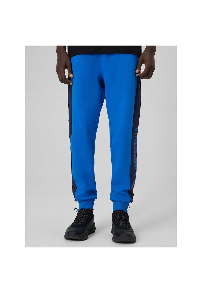 Pantaloni barbati albastri regular cu buzunare - material mai gros - talie reglabila