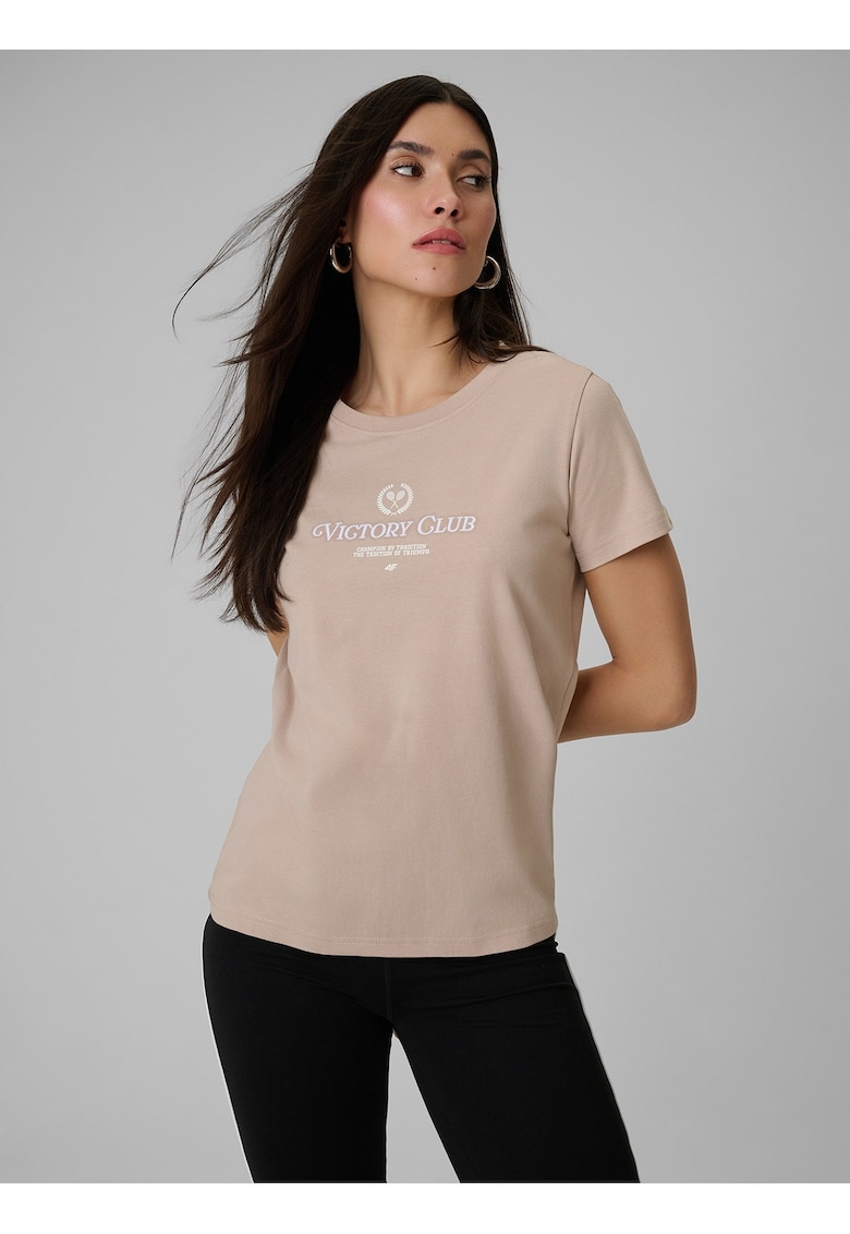Tricou de dama - bej - bumbac