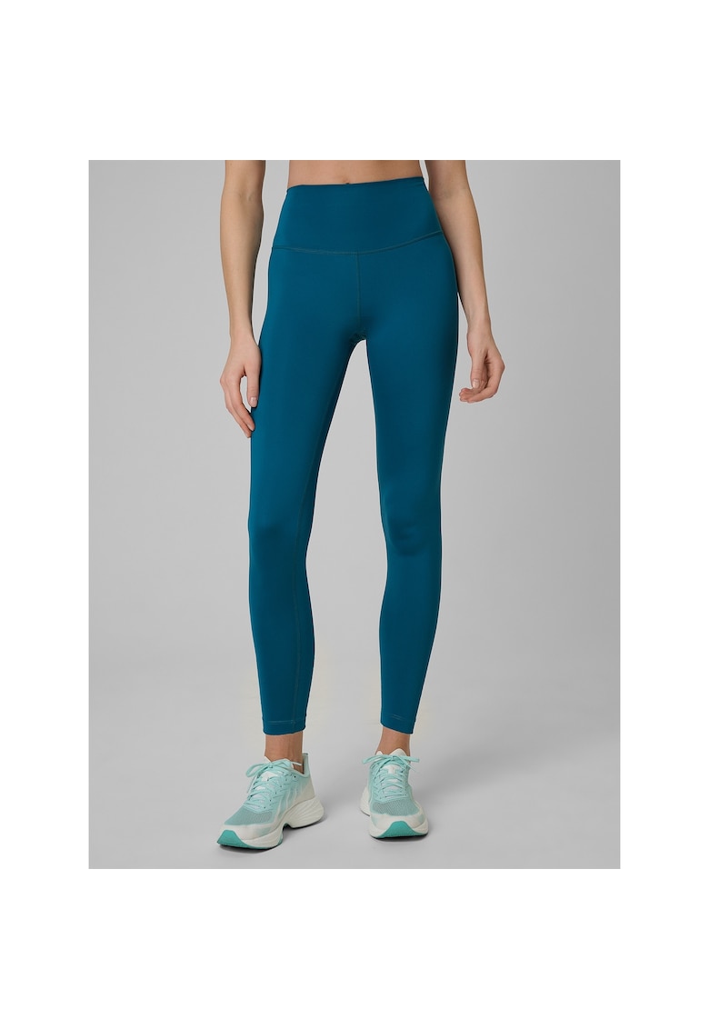 Pantaloni sport dama - colanti turcoaz - uscare rapida - talie inalta - tehnologie 4F Dry