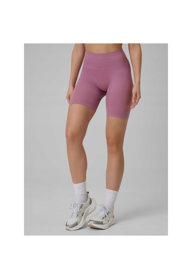 Pantaloni sport dama ciclism - talie inalta - roz - fara cusaturi