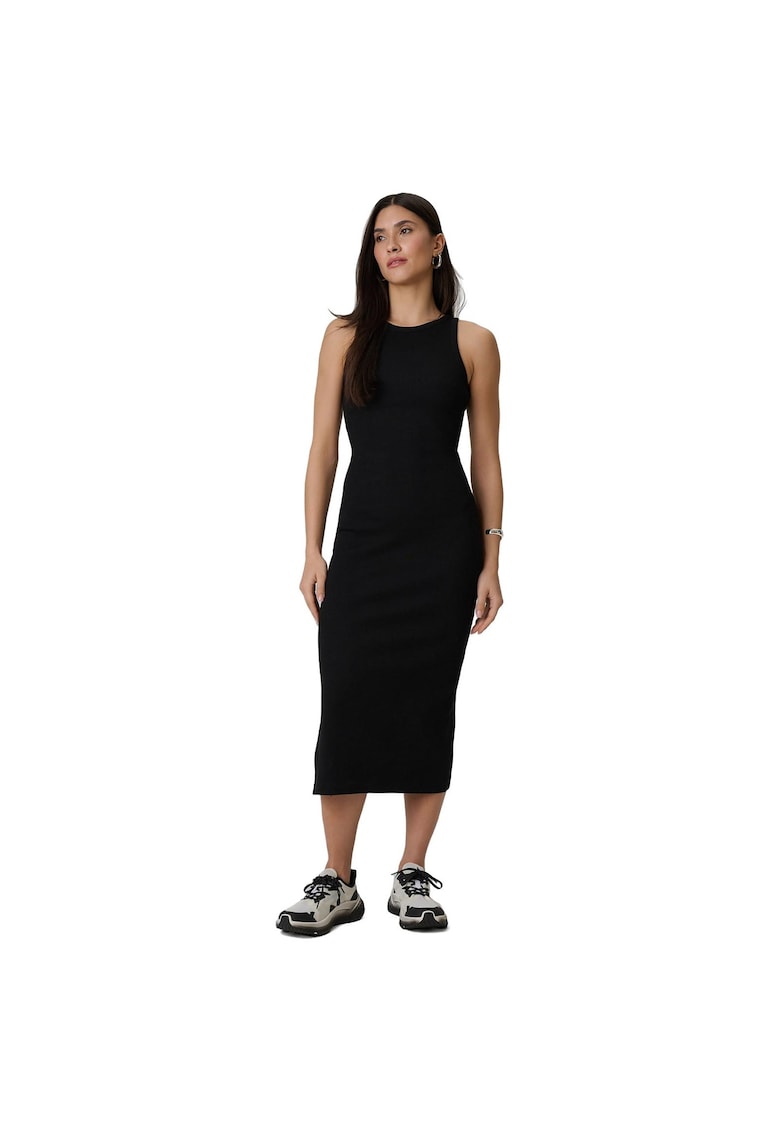 Rochie sport dama - maxi - neagra - tricot striat - fara maneci
