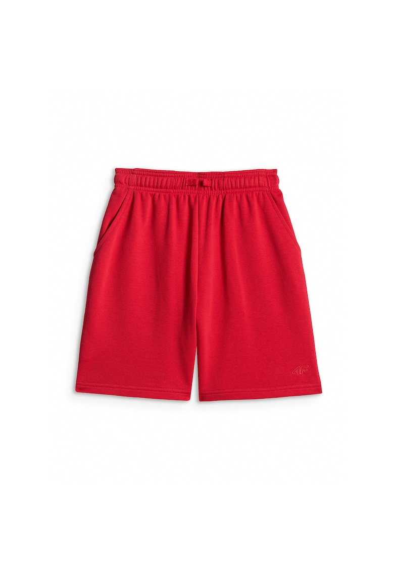 Pantaloni scurti sport pentru baieti - rosu - bumbac - cu buzunare