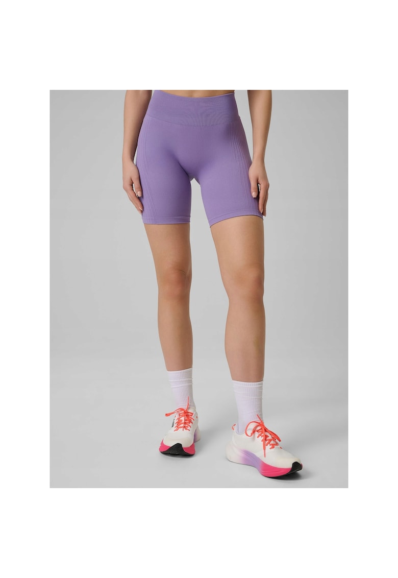 Pantaloni scurti de ciclism - violet - talie inalta - fara cusaturi - pentru antrenament