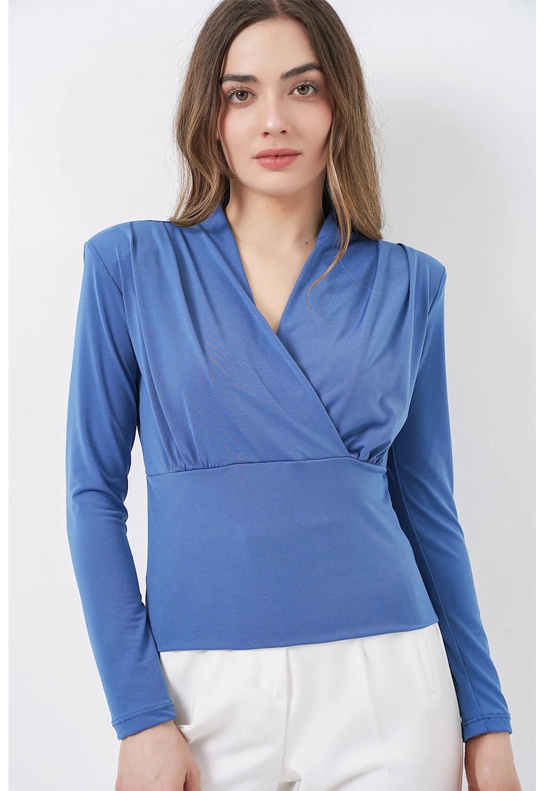 Bluza dama - drapata - albastru - jerseu