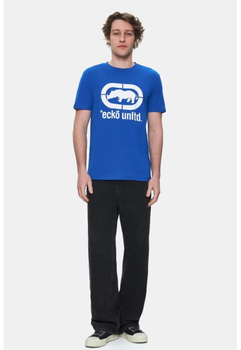 Tricou cu logo si decolteu la baza gatului - MARC - Gri