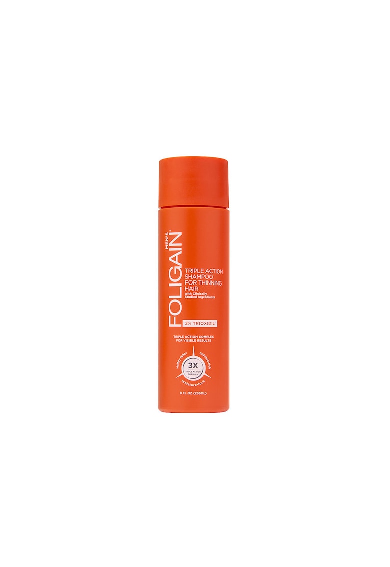 Sampon Triple Action pentru barbați - cu 2% Trioxidil - impotriva caderii parului - adauga volum si densitate - 236 ml
