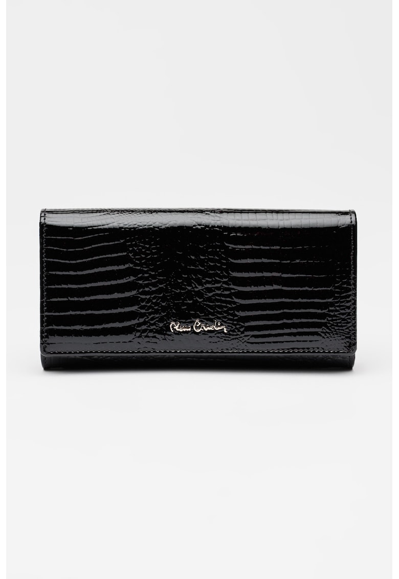 Portofel din piele cu aspect in relief - Negru