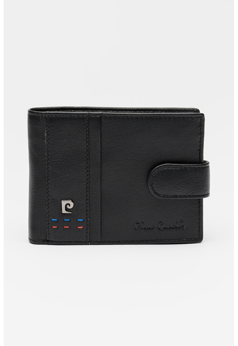 Portofel din piele cu inchidere cu capsa - Negru