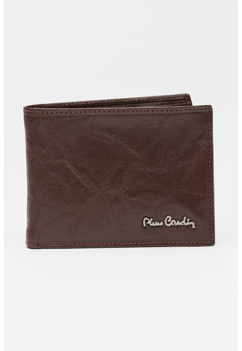 Portofel pliabil din piele - Maro inchis
