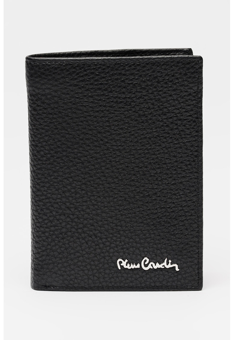 Portofel pliabil si texturat din piele - Negru