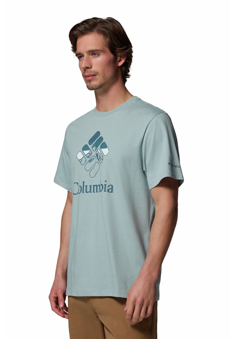 Tricou din bumbac organic cu imprimeu - Alb/Albastru prafuit