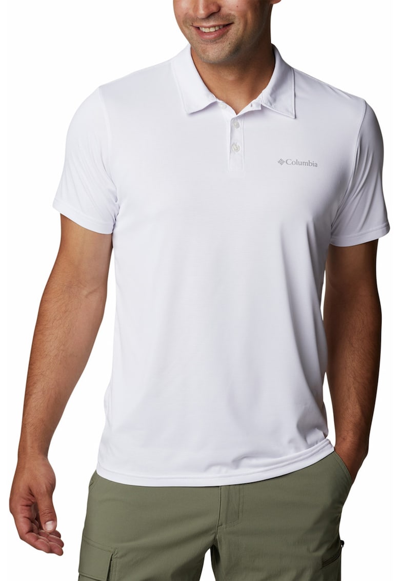 Tricou polo pentru trekking si drumetii - Alb optic