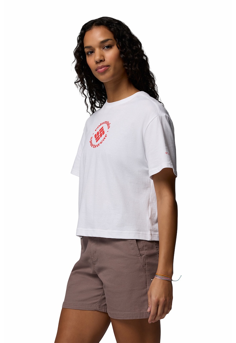 Tricou din bumbac organic Rolling Bend™ - Rosu/Alb optic