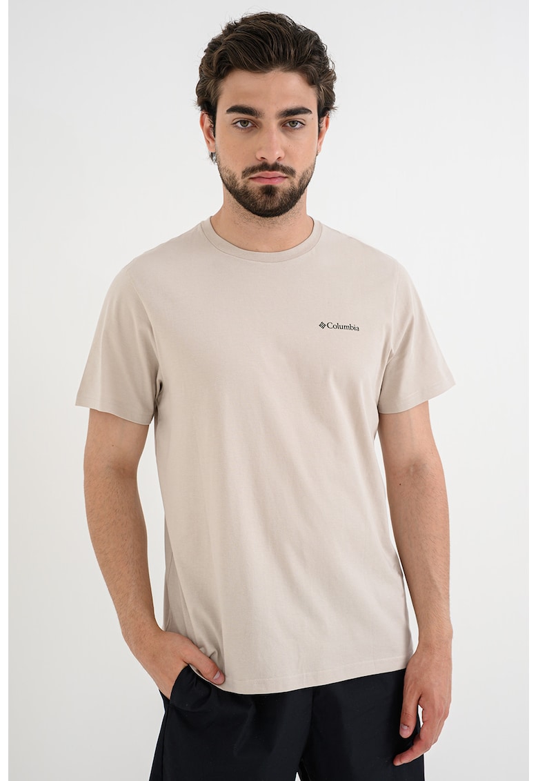 Tricou de bumbac organic cu imprimeu logo CSC™ Outdoor - Bej deschis