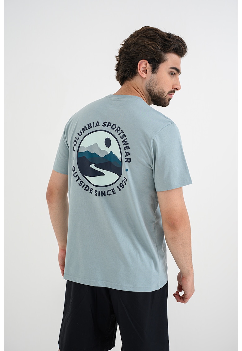 Tricou de bumbac organic cu imprimeu logo CSC™ Outdoor - Albastru pastel