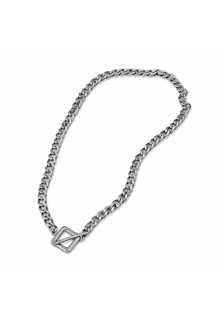 Colier argintiu - din otel inoxidabil - suflat cu aur 18k - cu zale - Svala C1