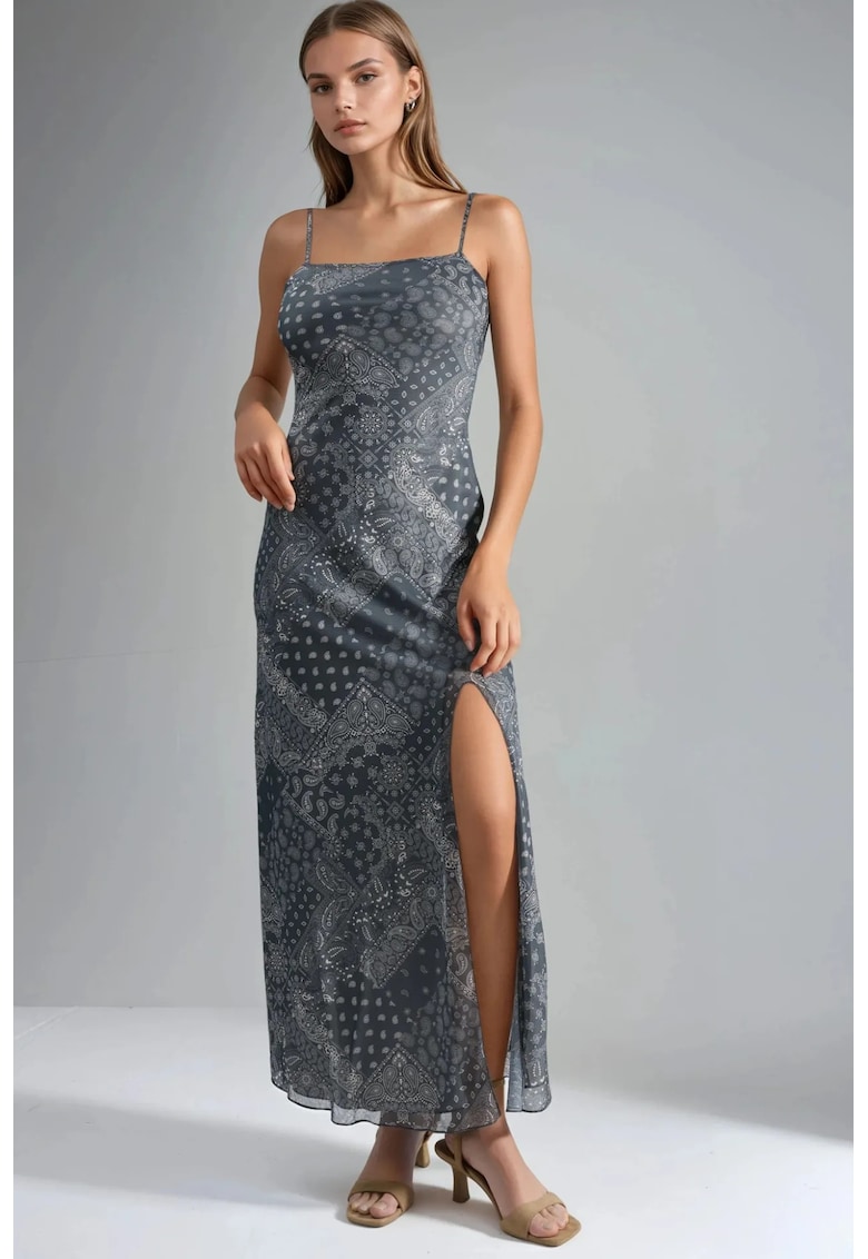 Rochie midi gri - poliester/elastan - Gri