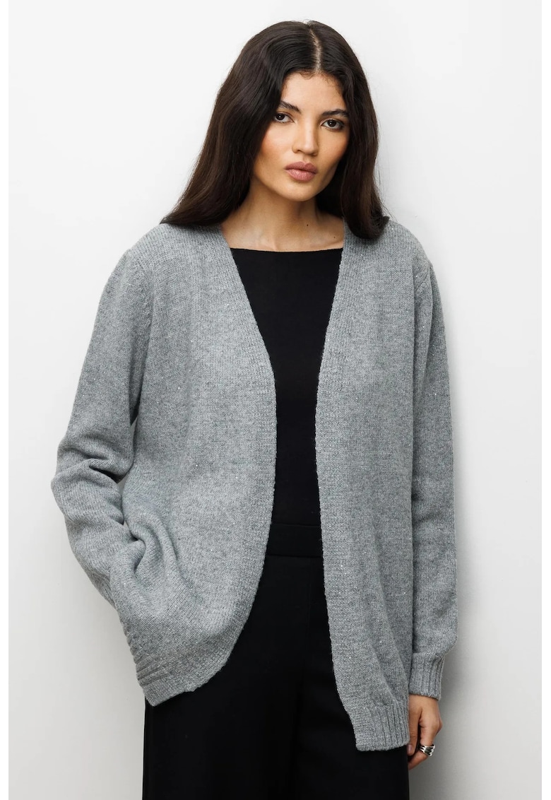 Cardigan supradimensionat - gri - poliester - One Size