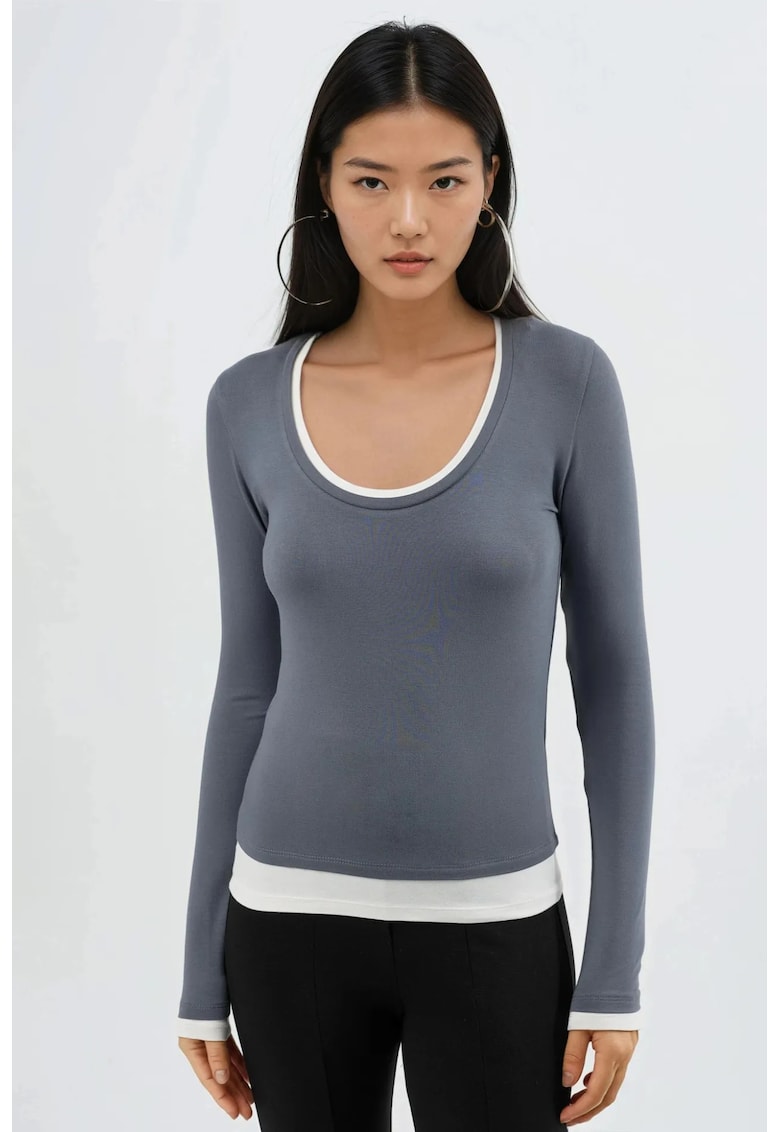 Bluza dama - maneca lunga - gri carbune - jerseu