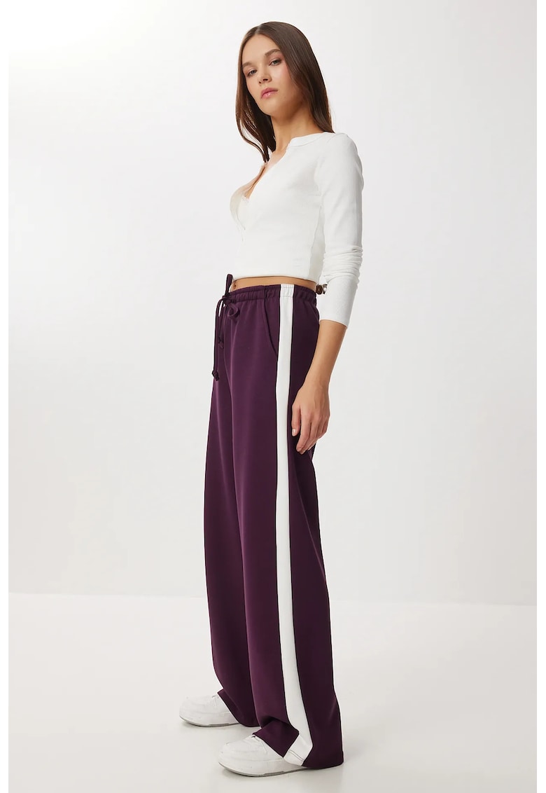 Pantaloni dama - Happiness Istanbul - lungi - Comfort Fit - mov - textil