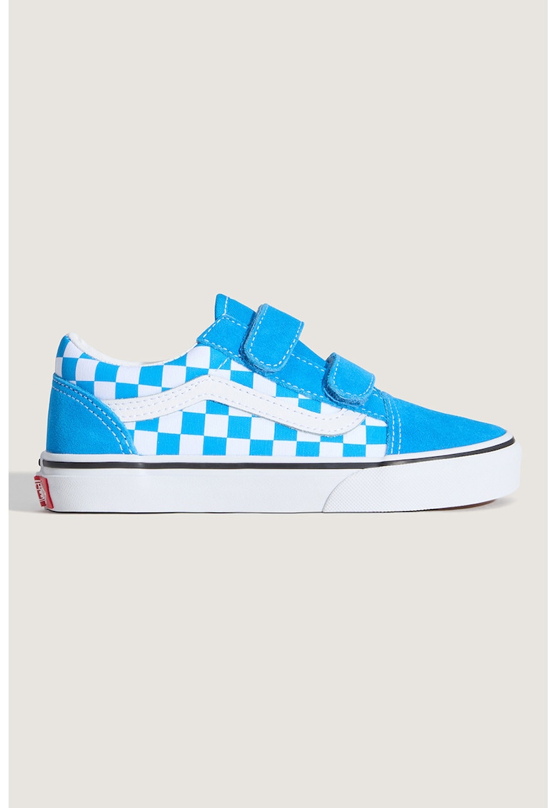 Tenisi cu garnituri din piele intoarsa si velcro Old Skool - Alb/Albastru