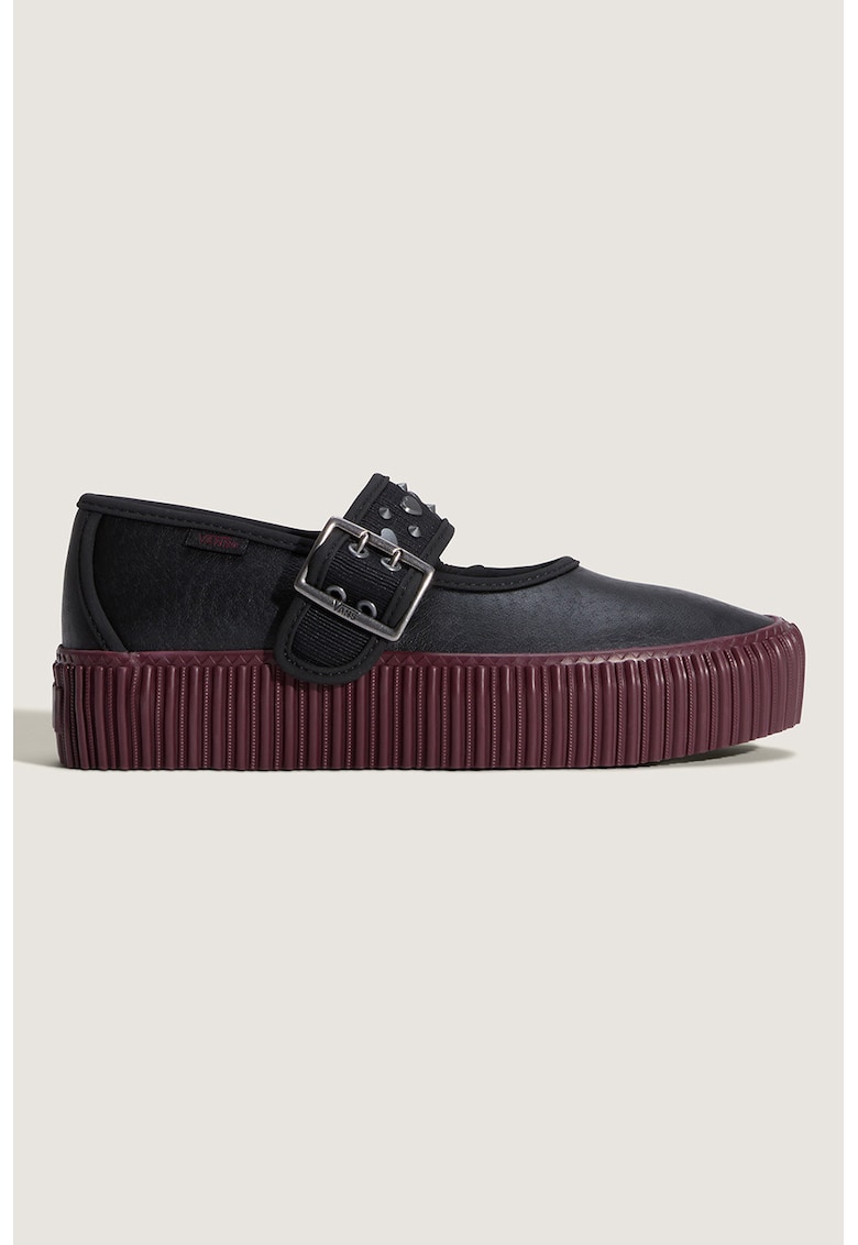 Balerini Mary Jane din piele ecologica Creeper - Negru/Violet tyrian