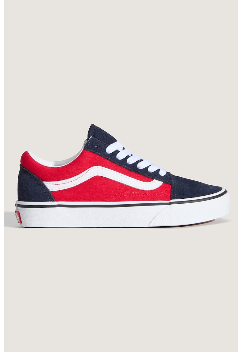 Tenisi cu garnituri din piele intoarsa Old Skool - Rosu/Albastru ultramarin